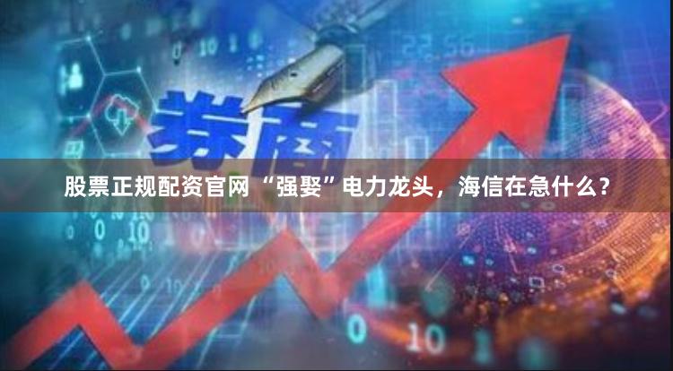 股票正规配资官网 “强娶”电力龙头，海信在急什么？